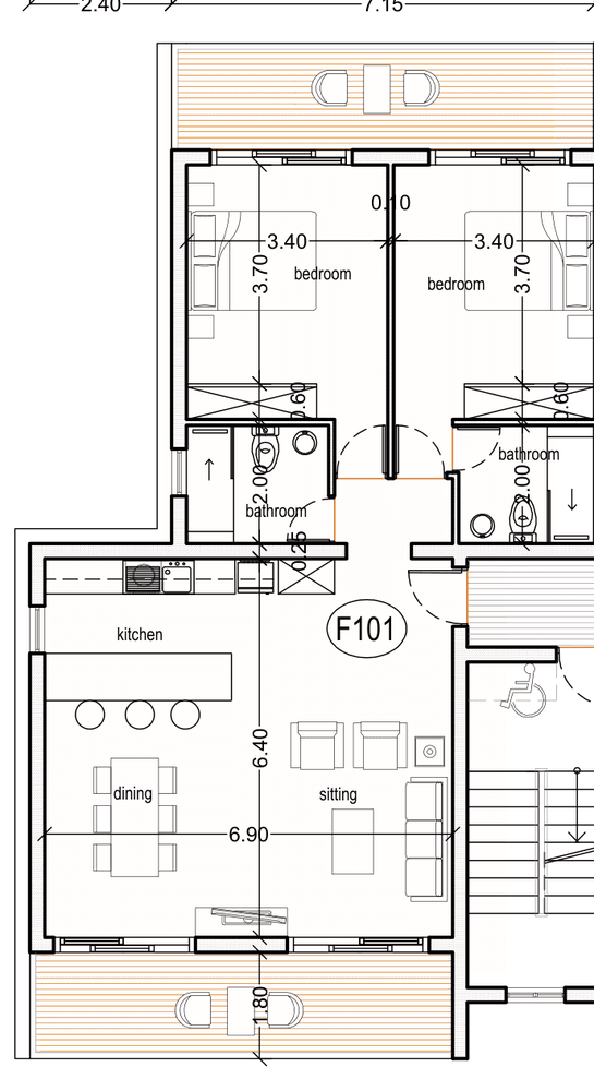 Планировка F101 — 2 спальни