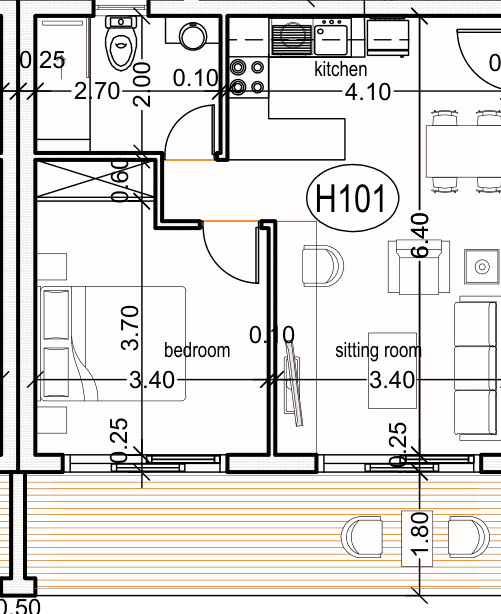 Планировка H101 — 1 спальня