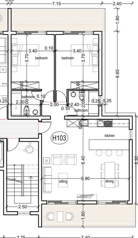 Планировка H103 — 2 спальни
